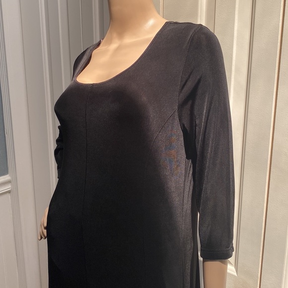 Kiara Womens Size L Black Slinky Dress. 3/4 sleeves. Lightweight and comfy. - Picture 5 of 11